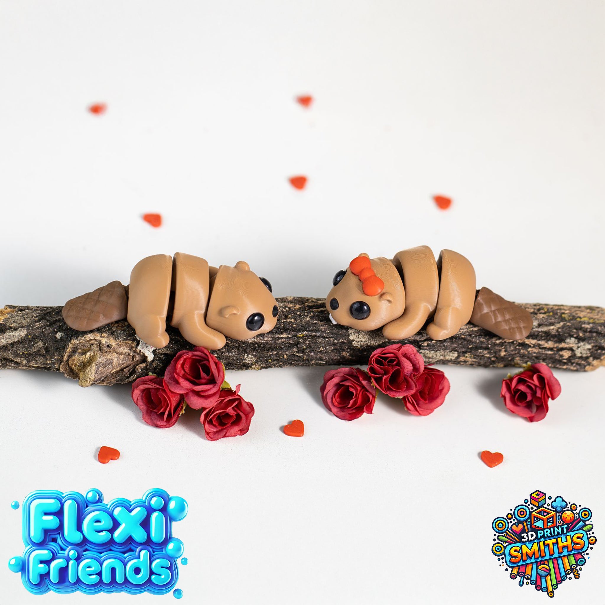 Flexi Friends Mr & Mrs Beaver - Flexible 3D Printed Toy - The 3D Print Smiths