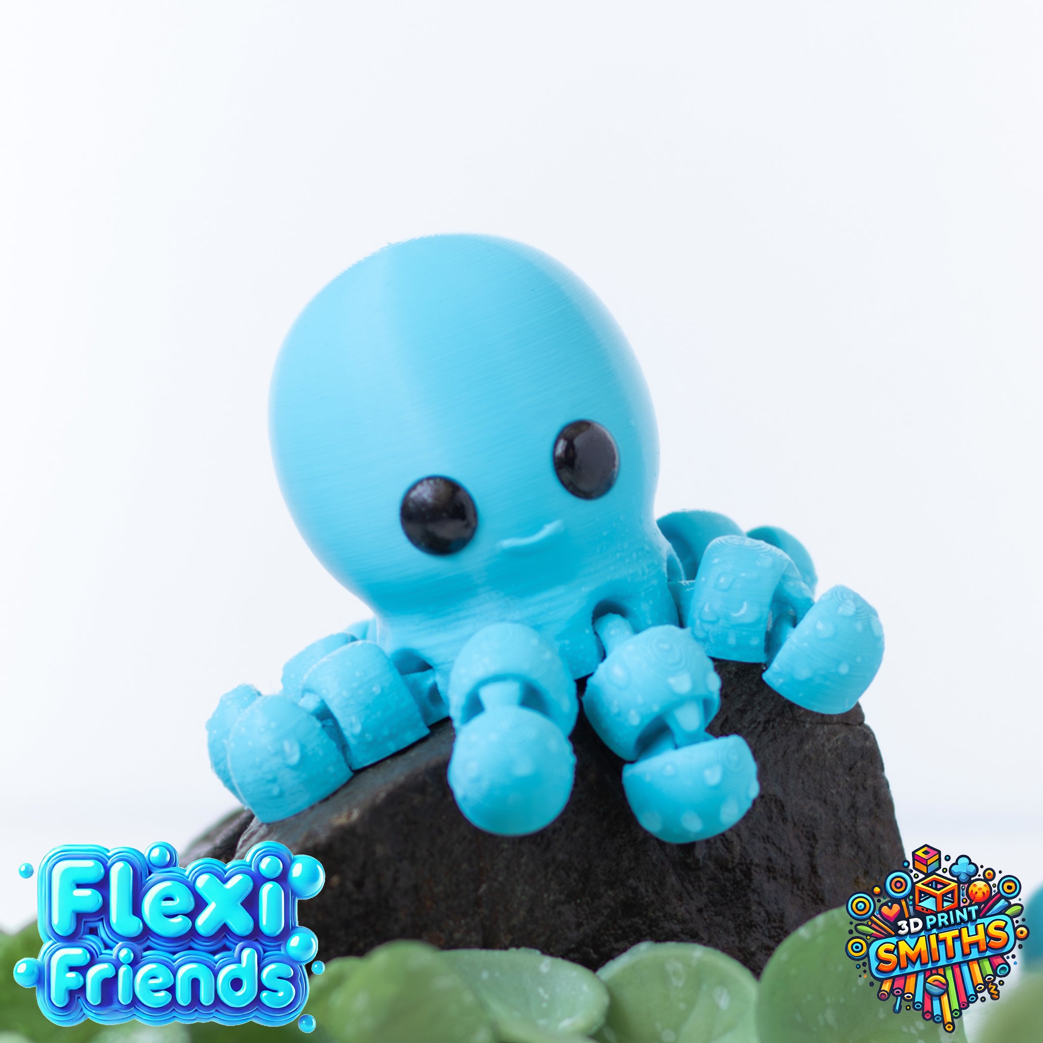 Flexi Friend Blue Octopus - Flexible 3D Printed Toy - The 3D Print Smiths