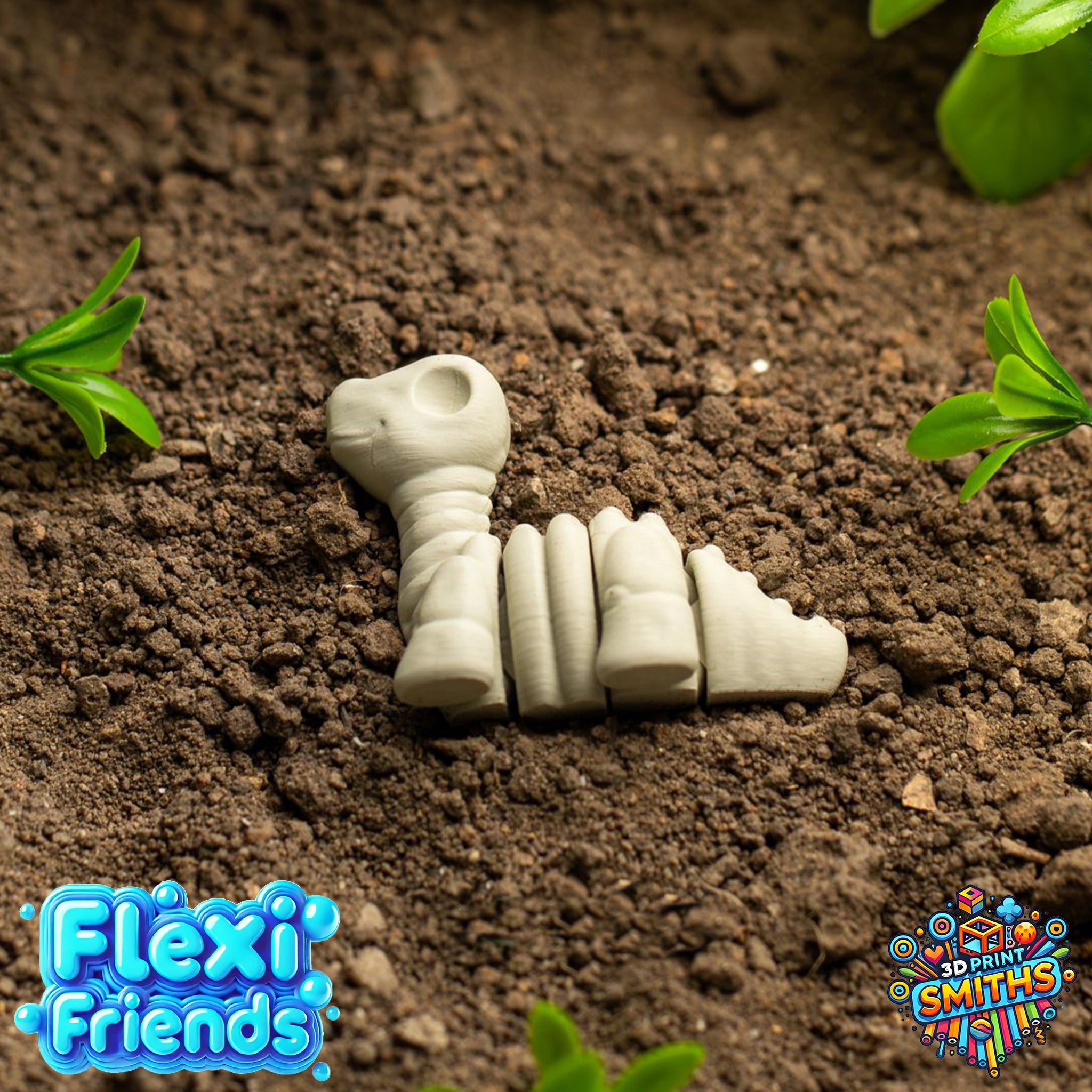 Flexi Friend Brontosaur Skeleton - Flexible 3D Printed Toy - The 3D Print Smiths