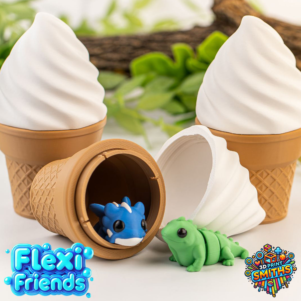 Flexi Friend Ice Cream Container - Flexible 3D Printed Toy