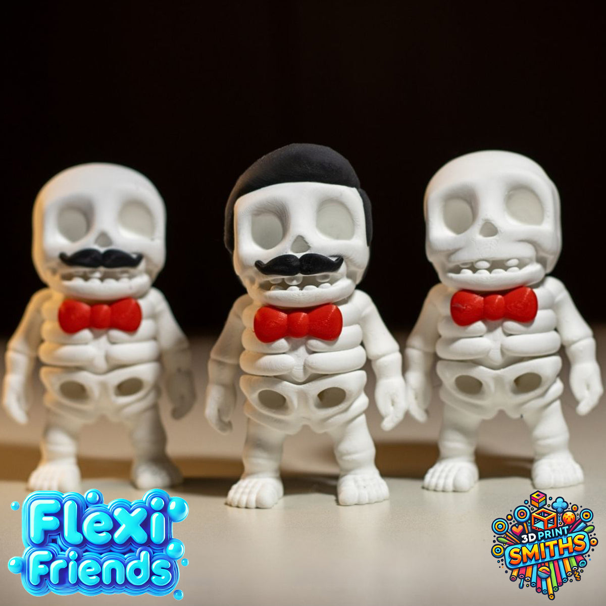 FlexiFriend Mr. Skeleton with Bowtie- Flexible 3D Printed Toy