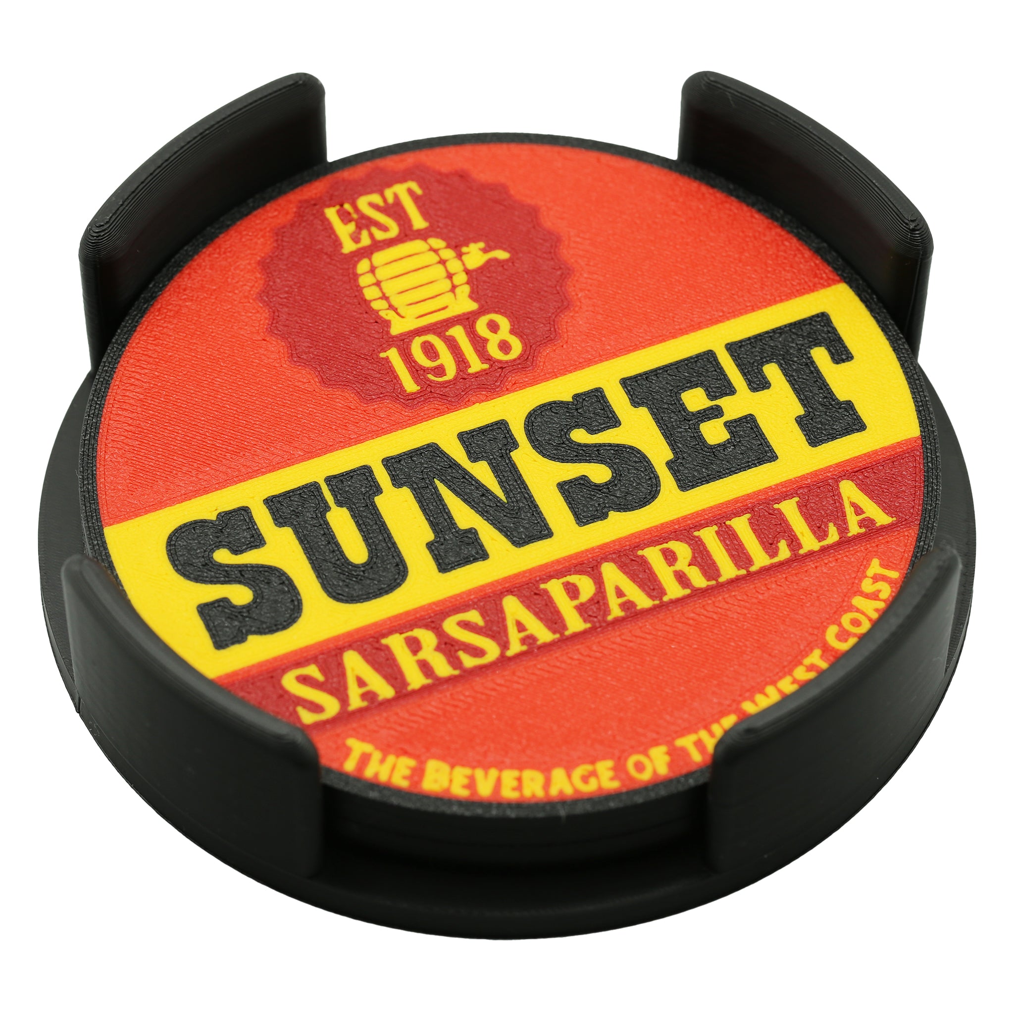 Sunset Sarsaparilla Coaster 3D Printed Pop Culture Drink Coaster