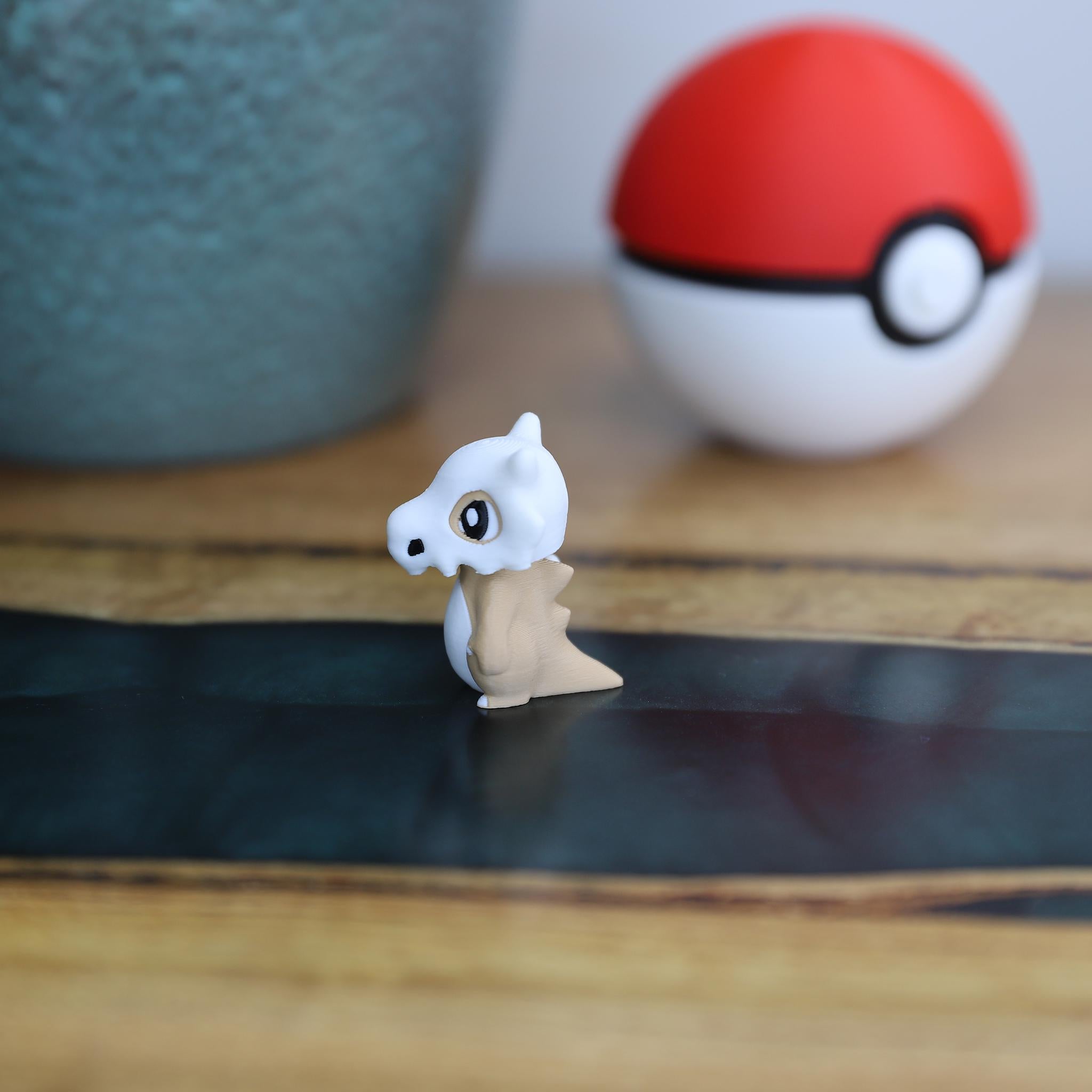 Chibi Cubone 3D Printed Figurine - Cute Pokemon Keychain & Model