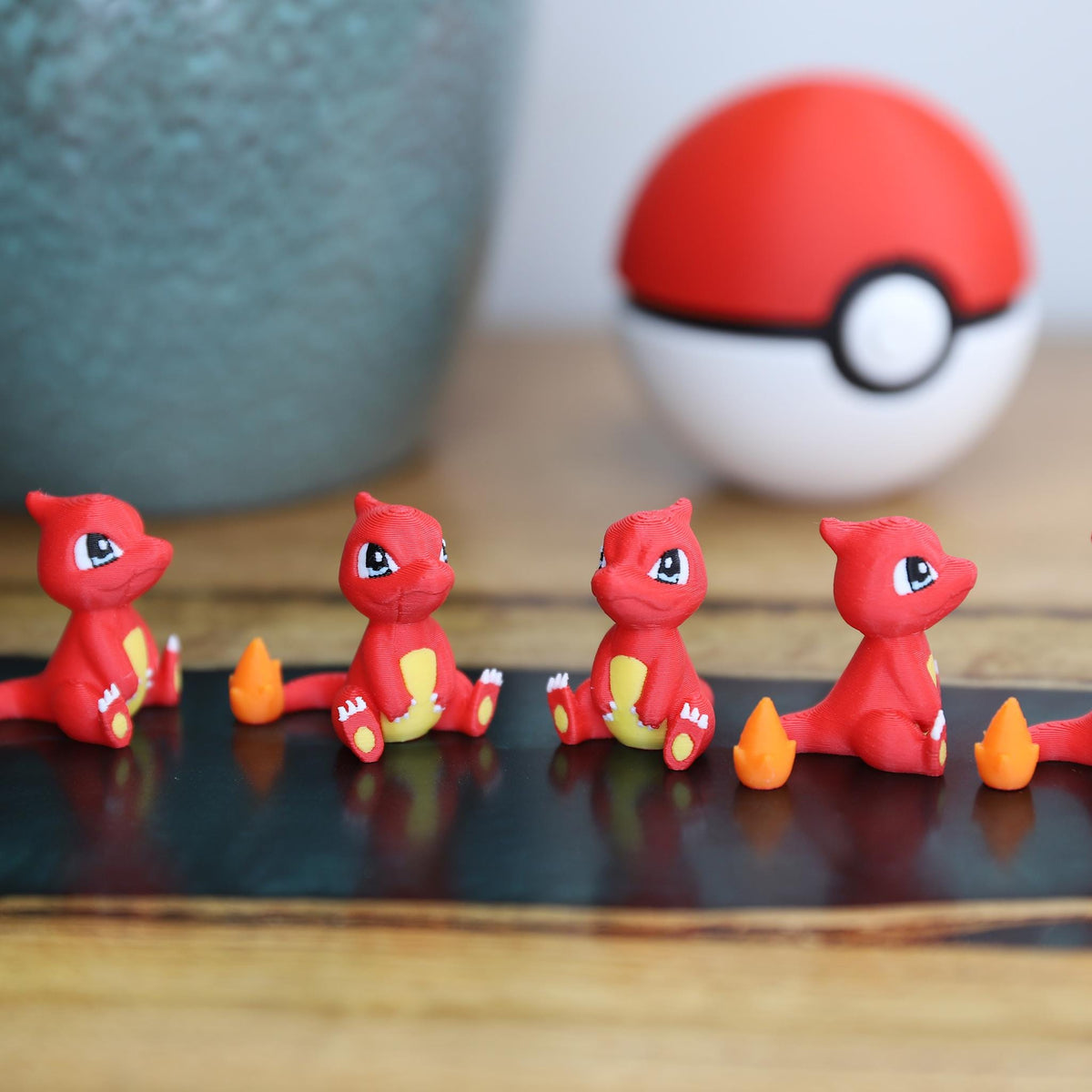 Chibi Charmeleon 3D Printed Figurine - Cute Pokemon Keychain & Model