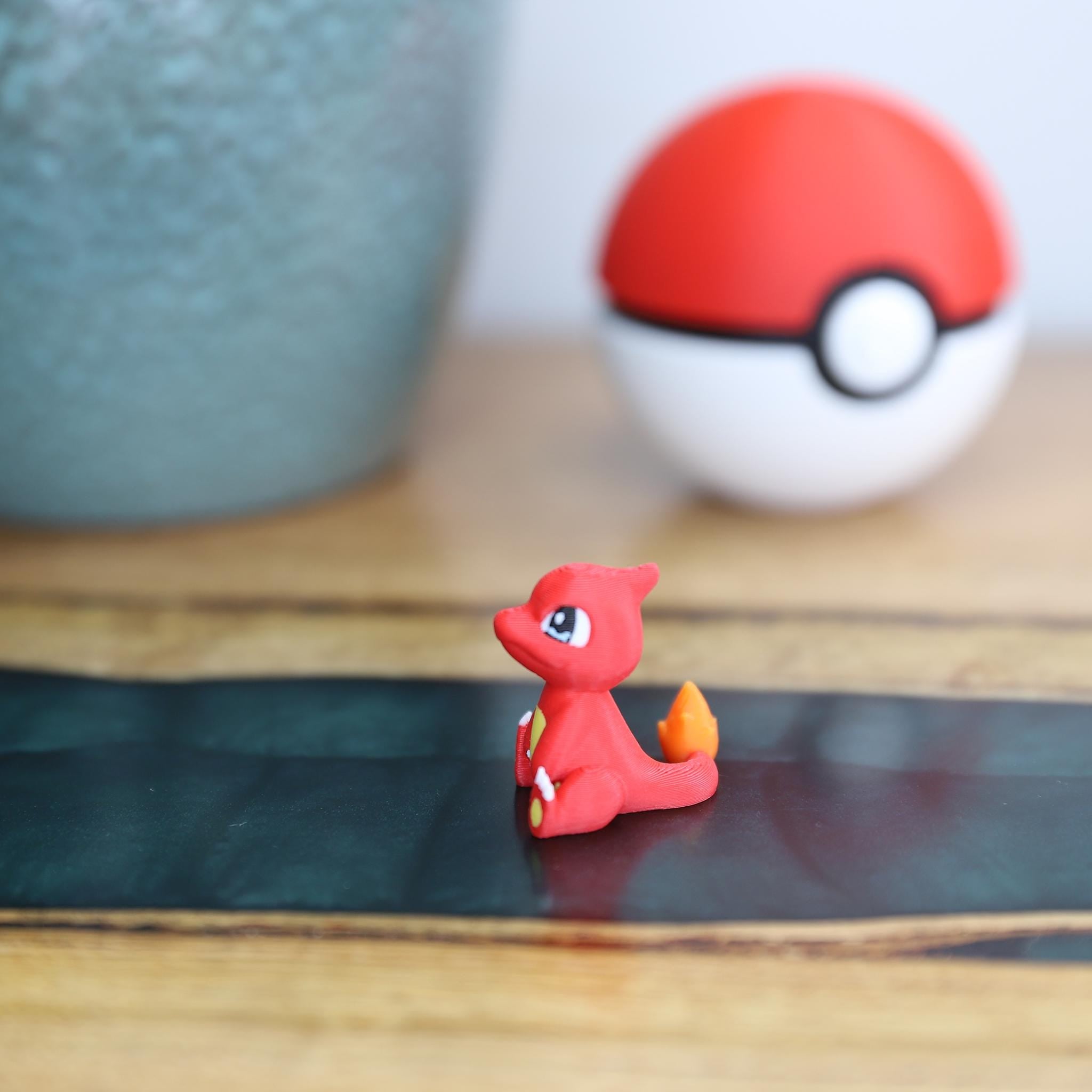 Chibi Charmeleon 3D Printed Figurine - Cute Pokemon Keychain & Model