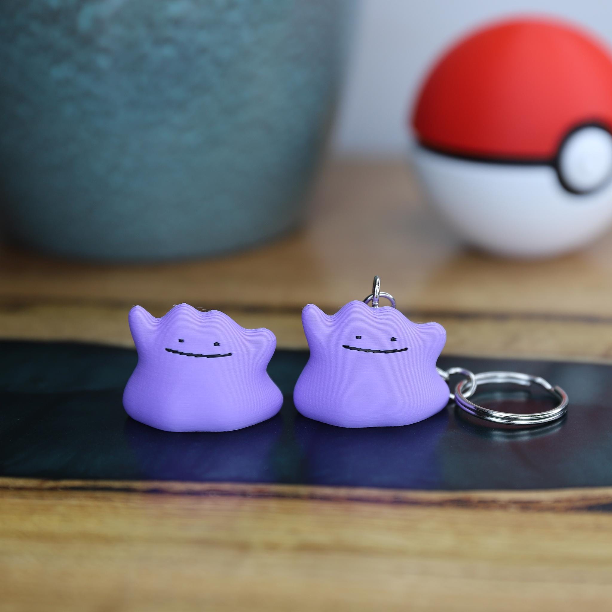 Chibi Ditto 3D Printed Figurine - Cute Pokemon Keychain & Model