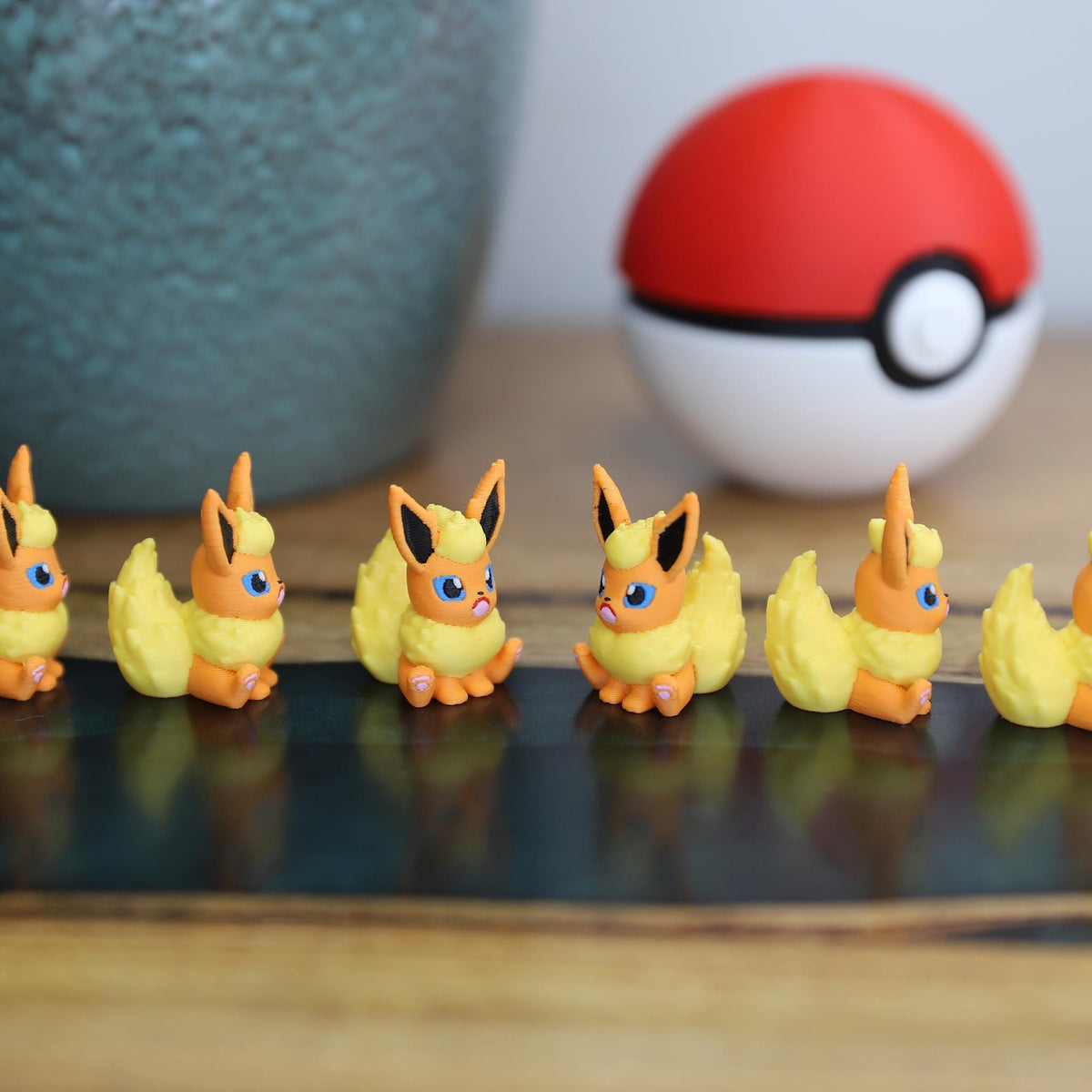 Chibi Flareon 3D Printed Figurine - Cute Pokemon Keychain & Model