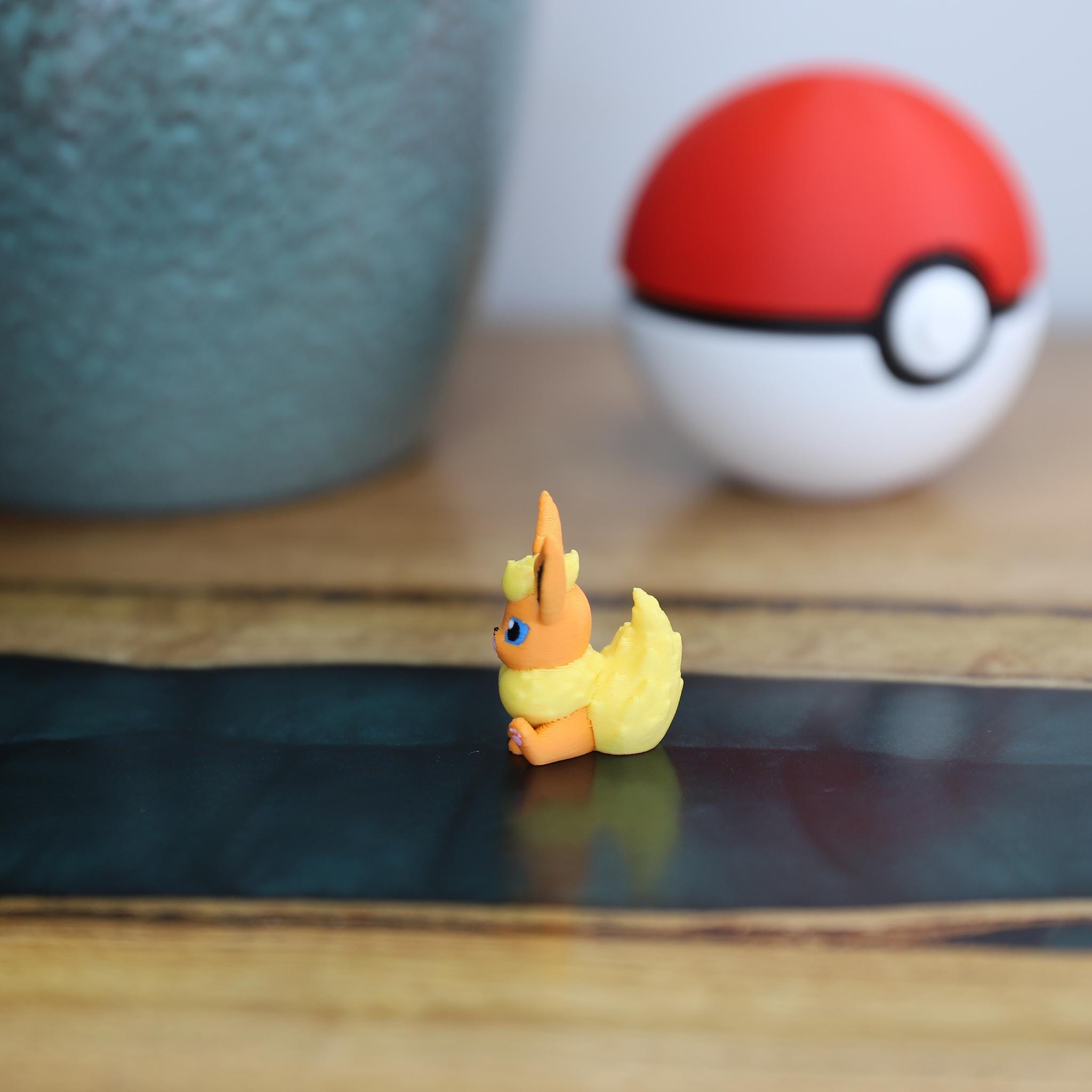 Chibi Flareon 3D Printed Figurine - Cute Pokemon Keychain & Model