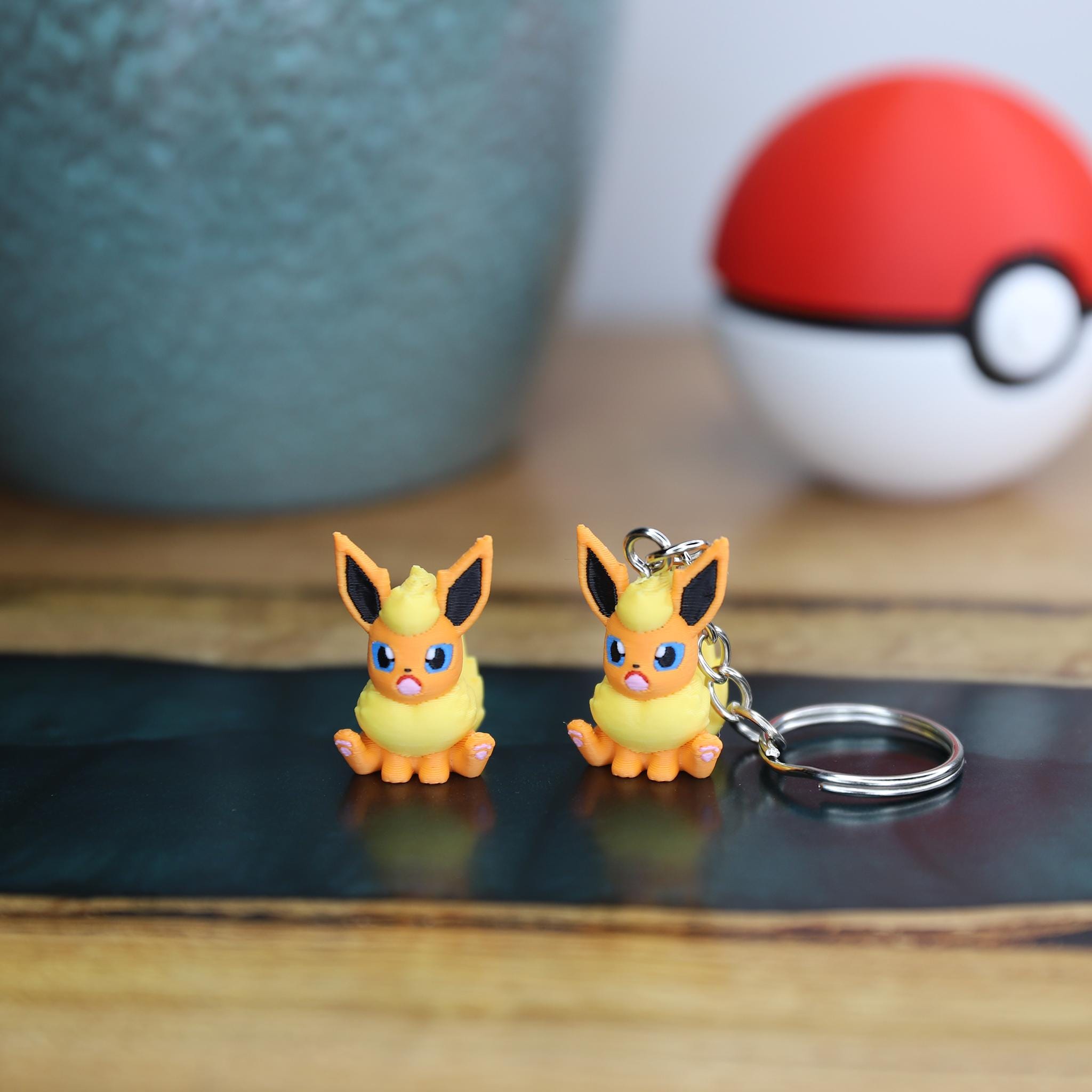 Chibi Flareon 3D Printed Figurine - Cute Pokemon Keychain & Model