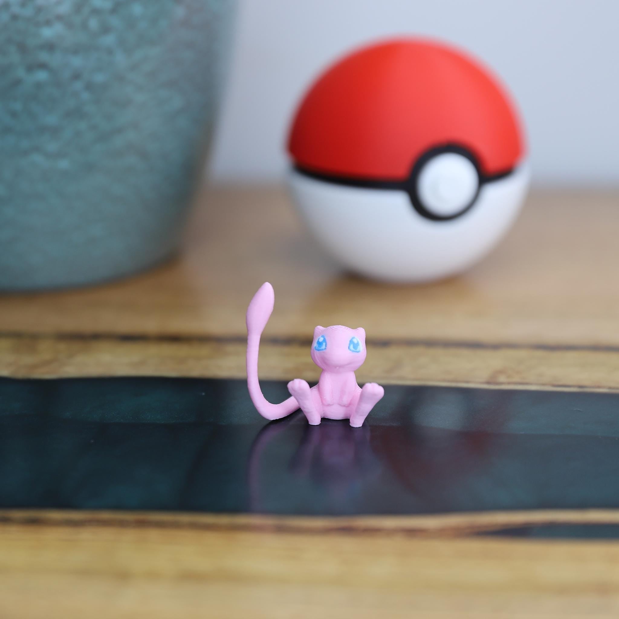 Chibi Mew 3D Printed Figurine - Cute Pokemon Keychain & Model