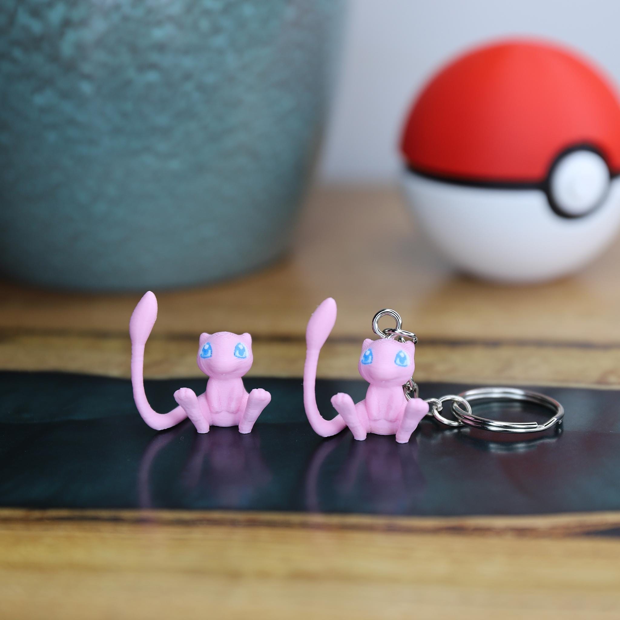 Chibi Mew 3D Printed Figurine - Cute Pokemon Keychain & Model