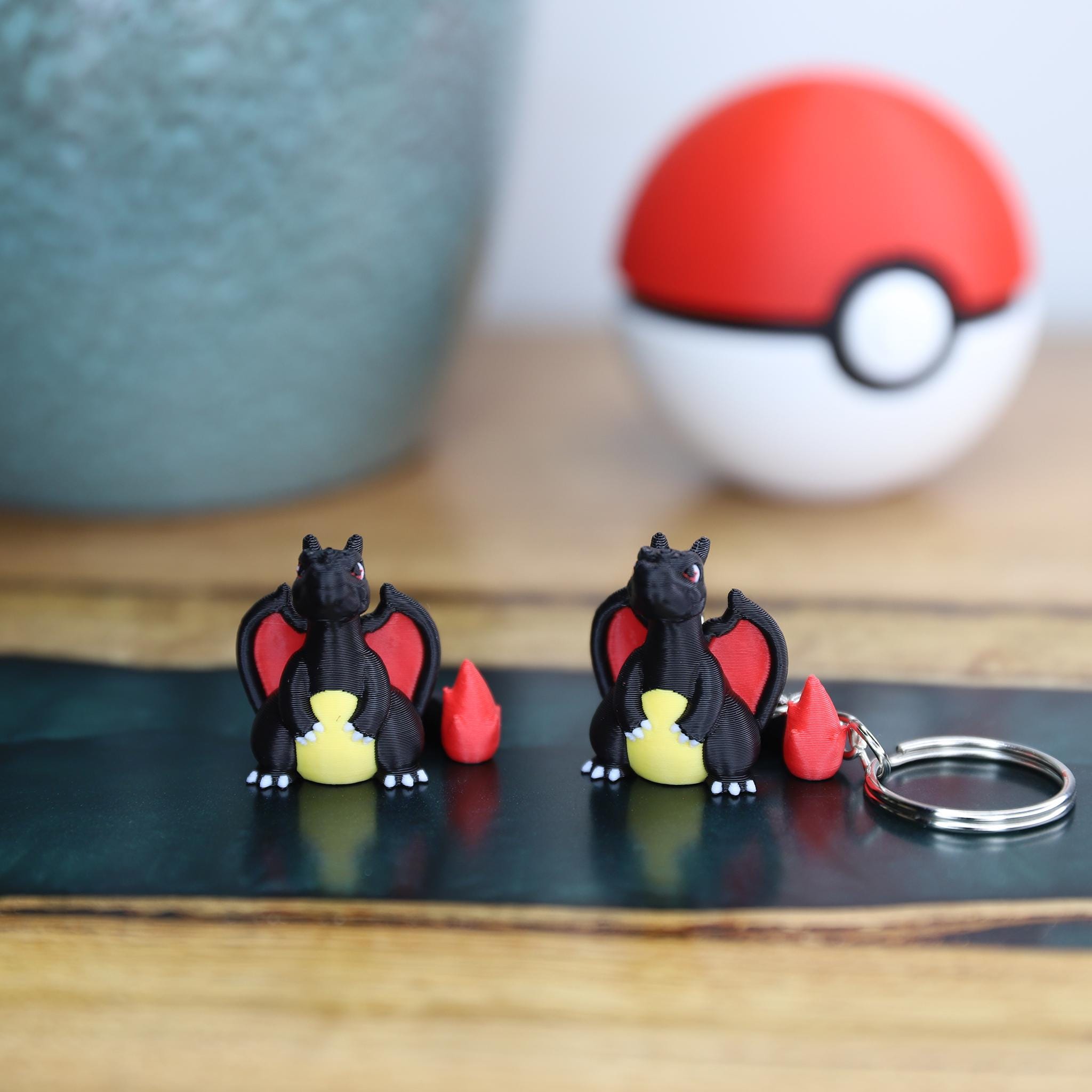 Chibi Shiny Charizard 3D Printed Figurine - Cute Pokemon Keychain & Model